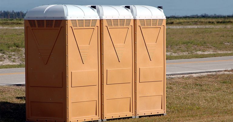 Portable toilets in a row