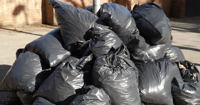 Pile of full trash bags