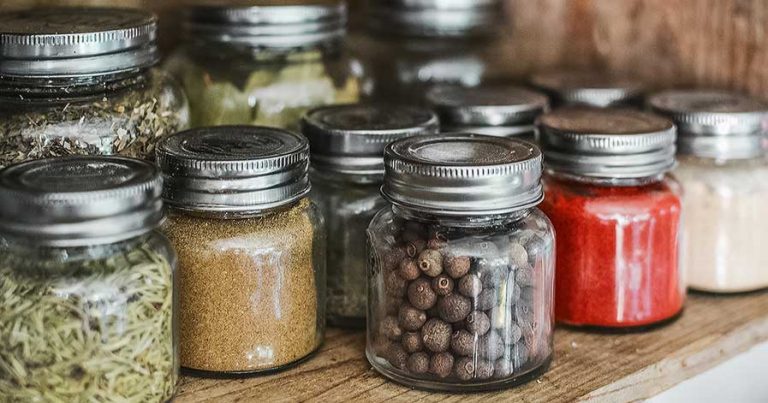 Jars filled with spices